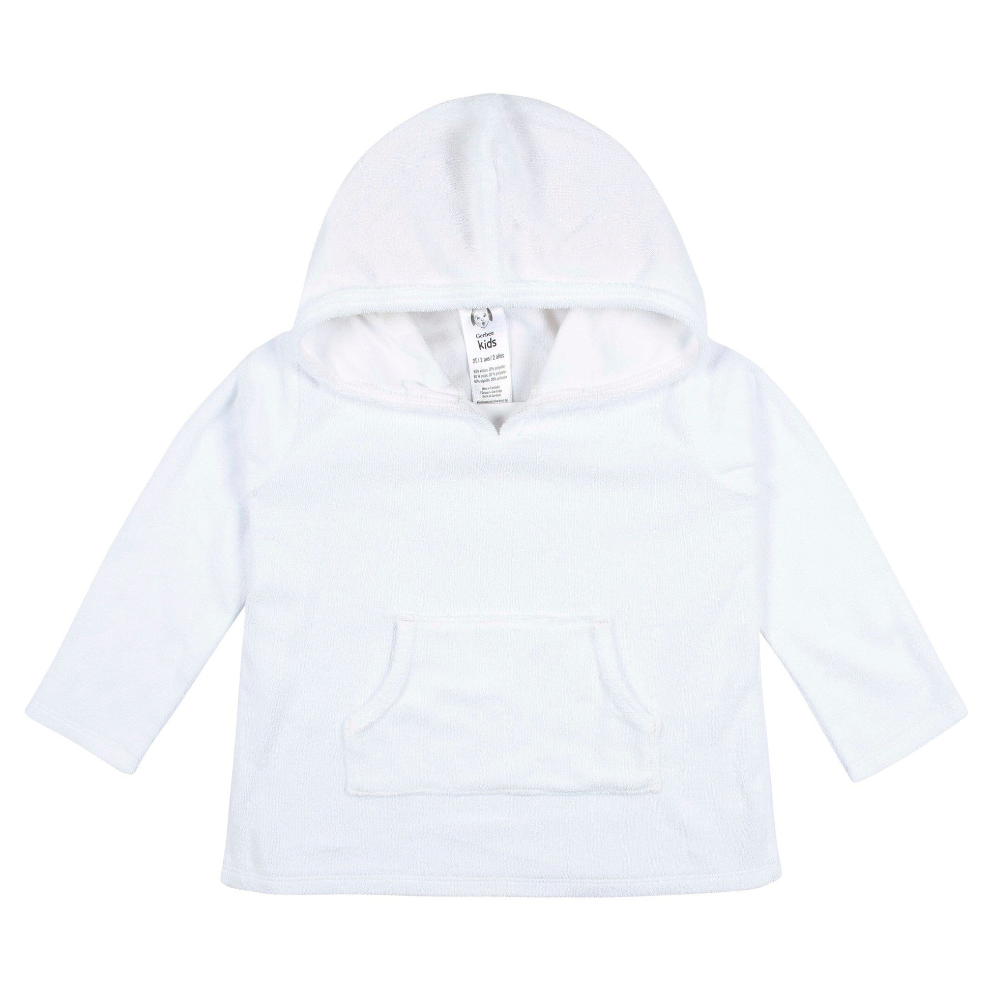Baby & Toddler Girls White Hooded Kangaroo Pocket Terry Coverup
