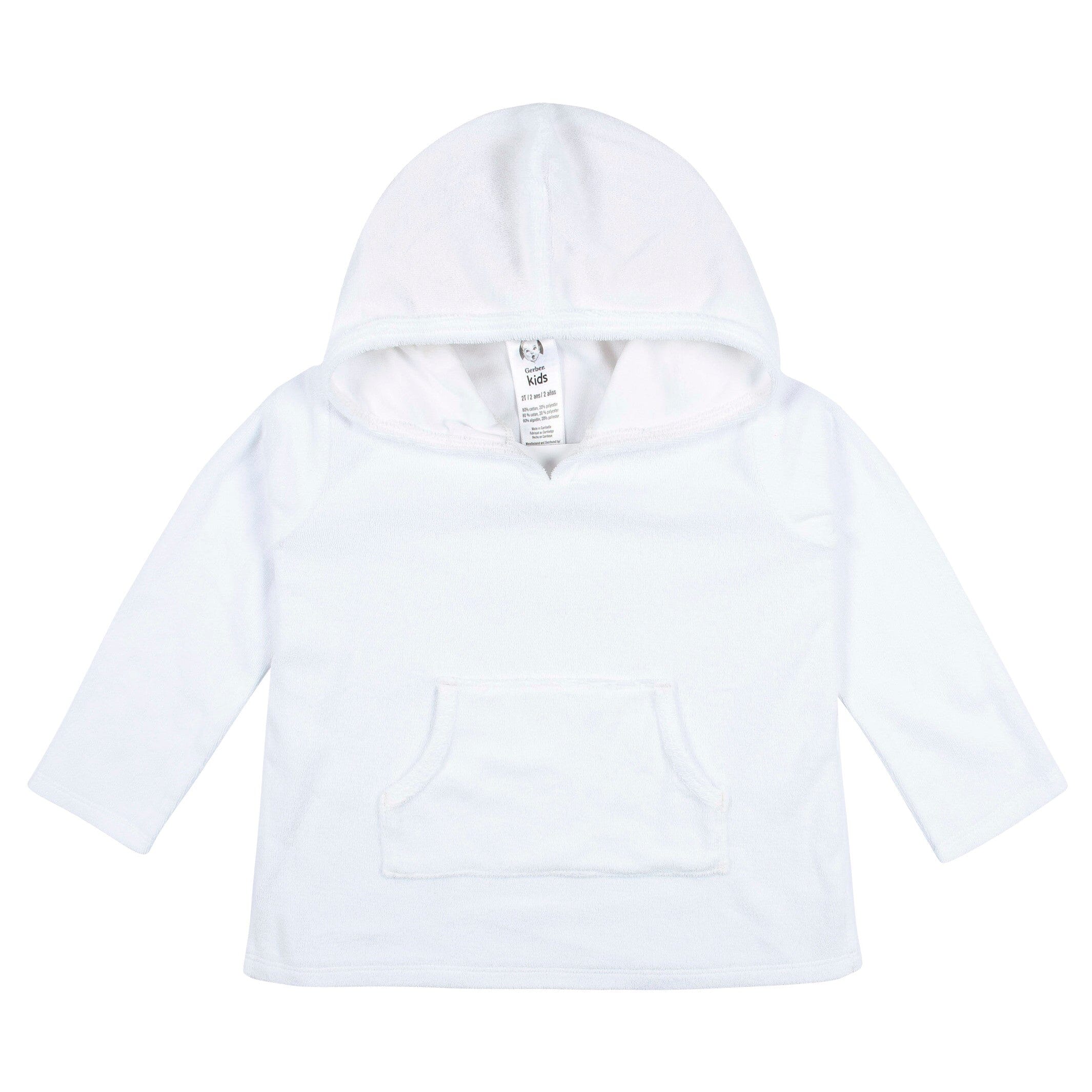Baby & Toddler Girls White Hooded Kangaroo Pocket Terry Coverup