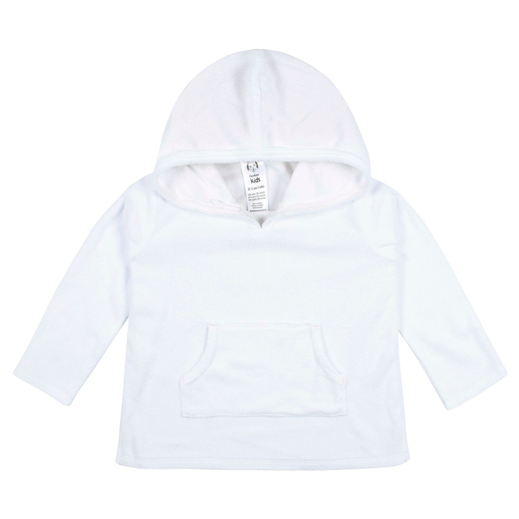 Baby & Toddler Girls White Hooded Kangaroo Pocket Terry Coverup – Gerber  Childrenswear