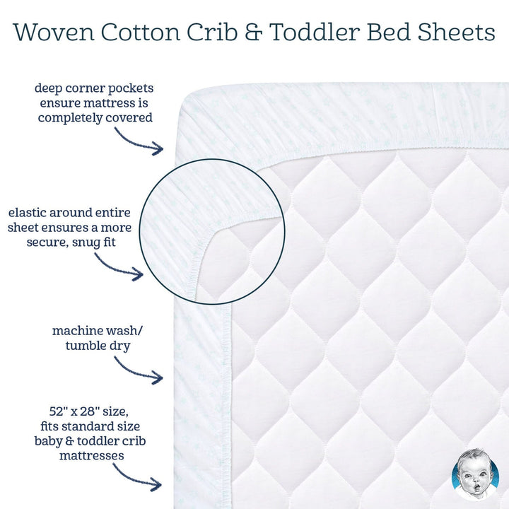 Keepsake Woven Crib Sheet - Floral Grid Print