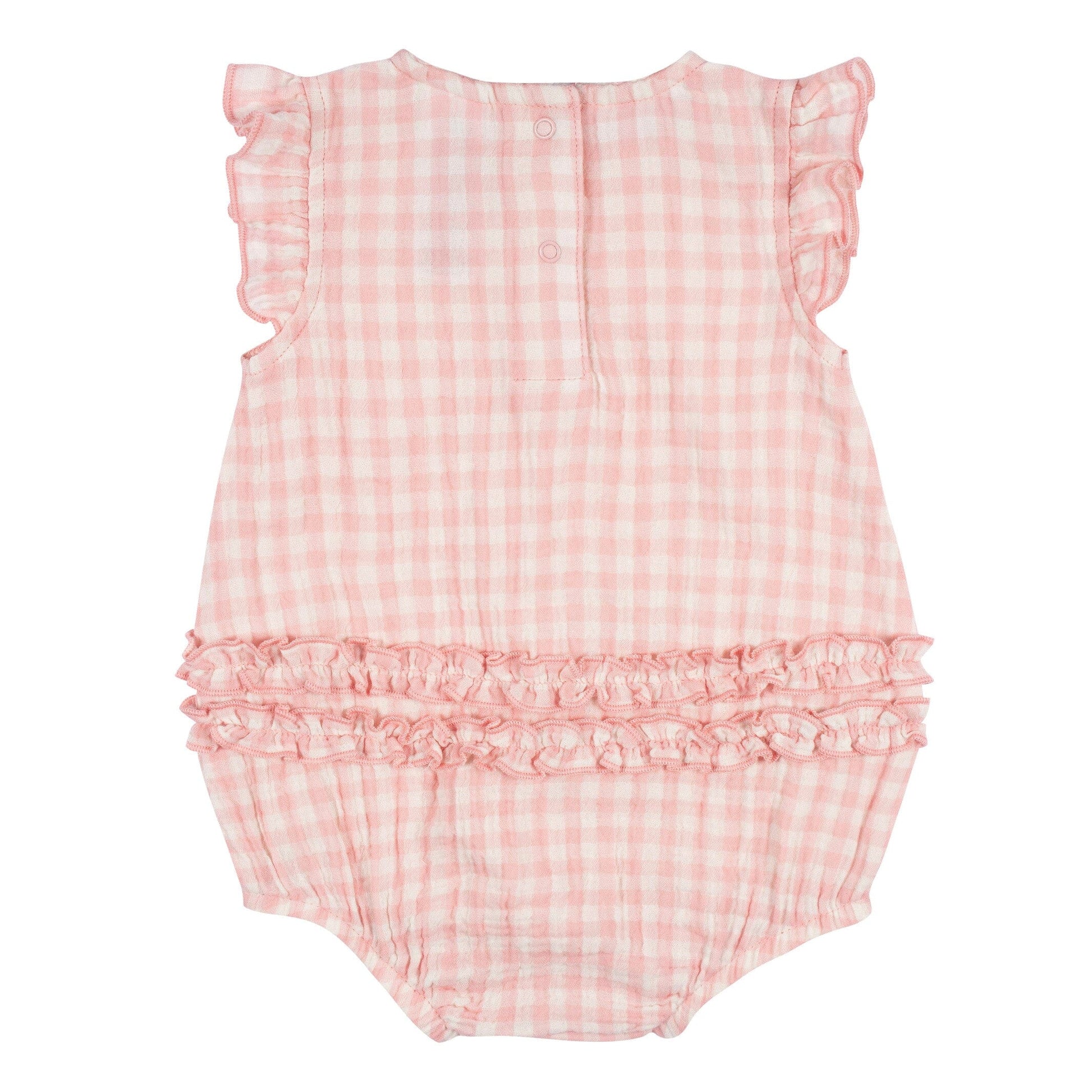 Baby Girls Pink Gingham Gauze Sunsuit Romper