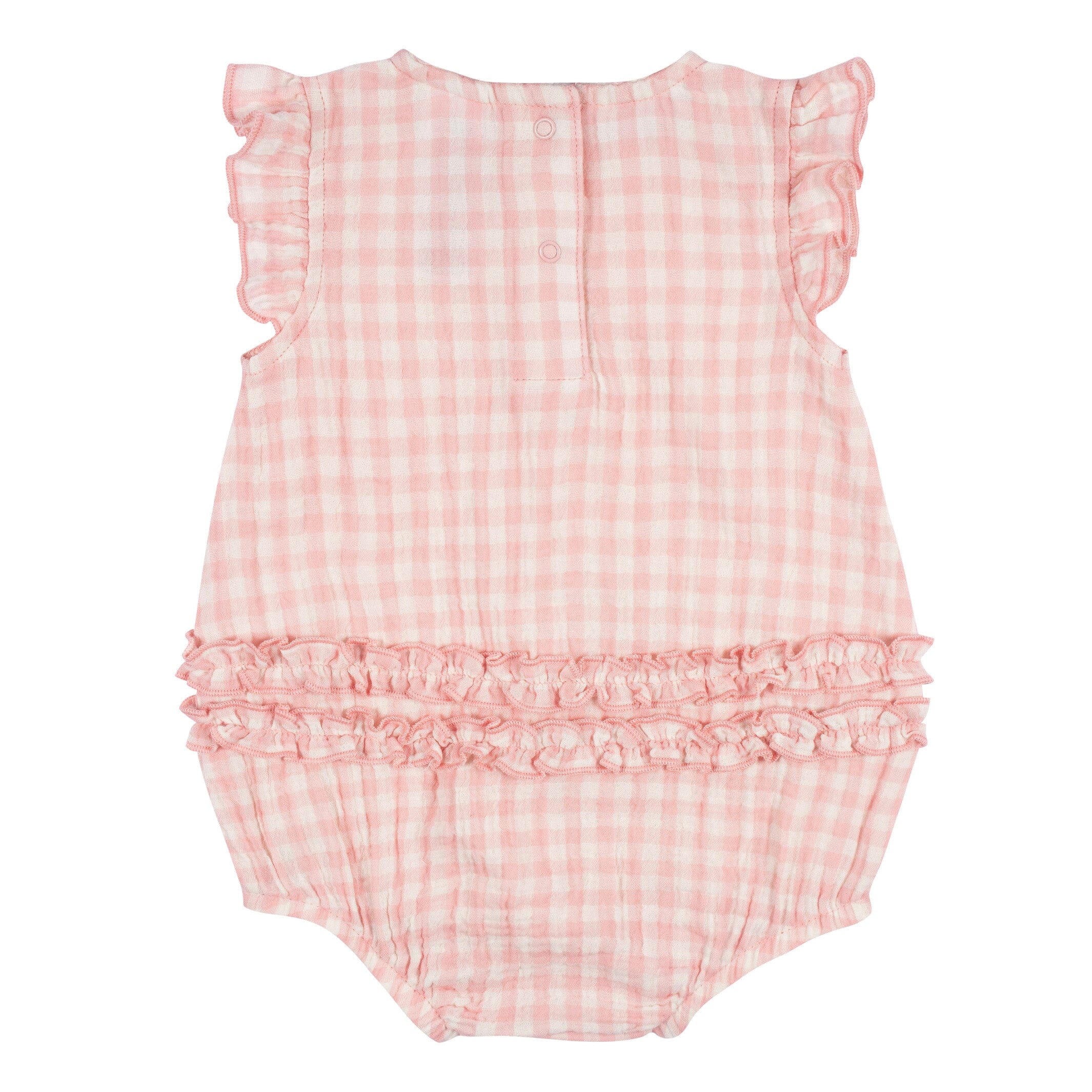 Baby Girls Pink Gingham Gauze Sunsuit Romper