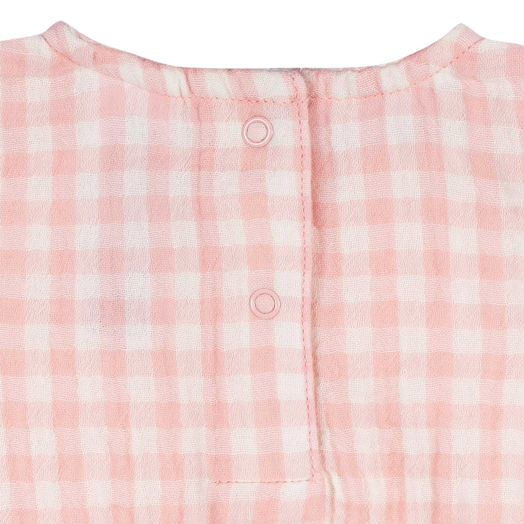 Baby Girls Pink Gingham Gauze Sunsuit Romper