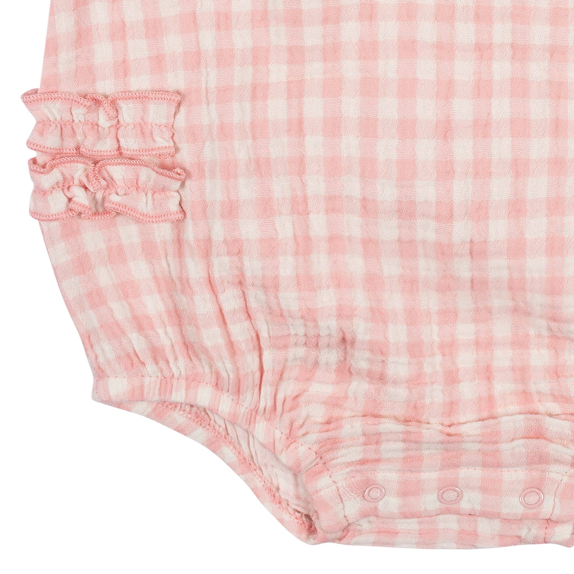 Baby Girls Pink Gingham Gauze Sunsuit Romper
