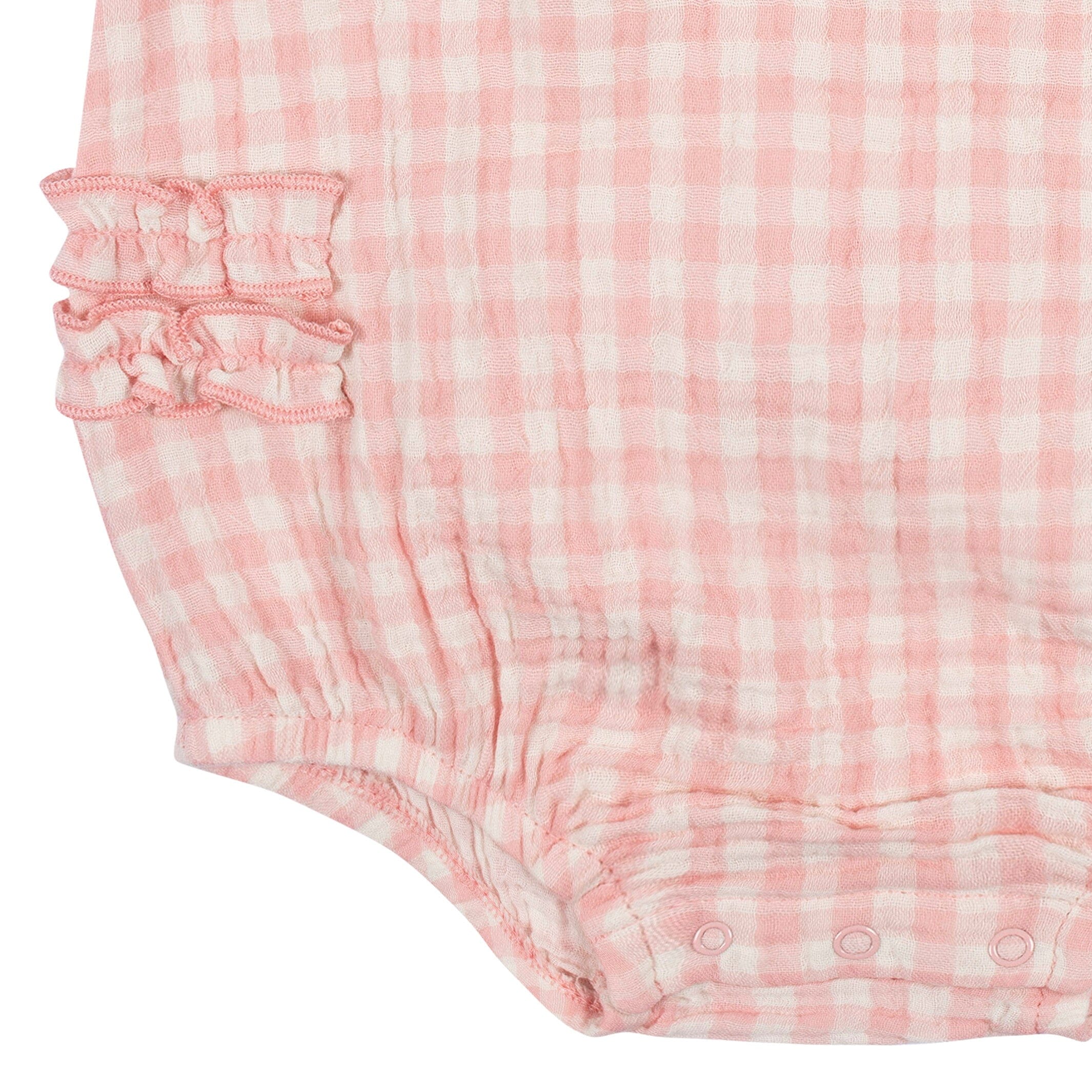 Baby Girls Pink Gingham Gauze Sunsuit Romper