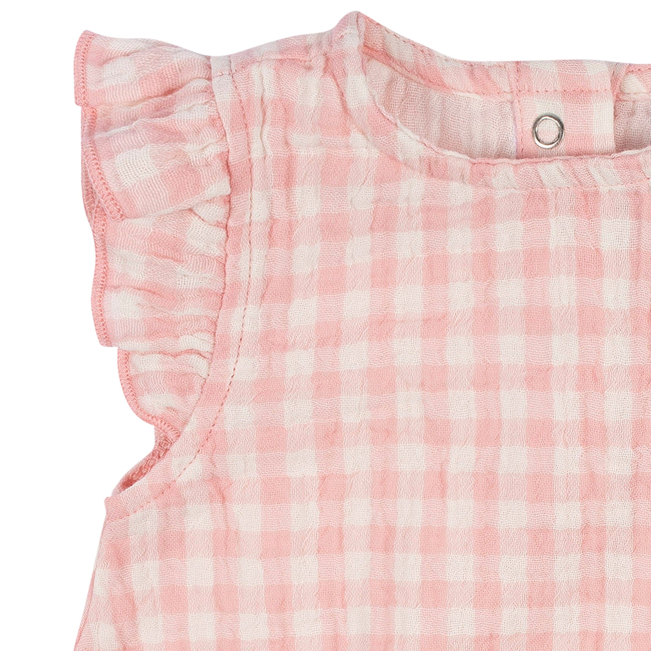 Baby Girls Pink Gingham Gauze Sunsuit Romper