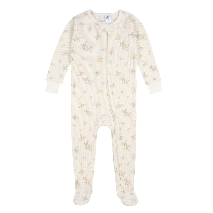 Baby Girls Ivory Floral Snug Fit Footed Pajamas