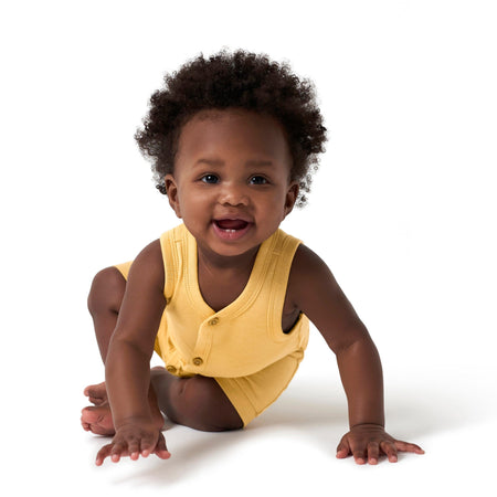 2-Pack Baby Boys Camo & Yellow Short Leg Sleeveless Romper, 0-3M