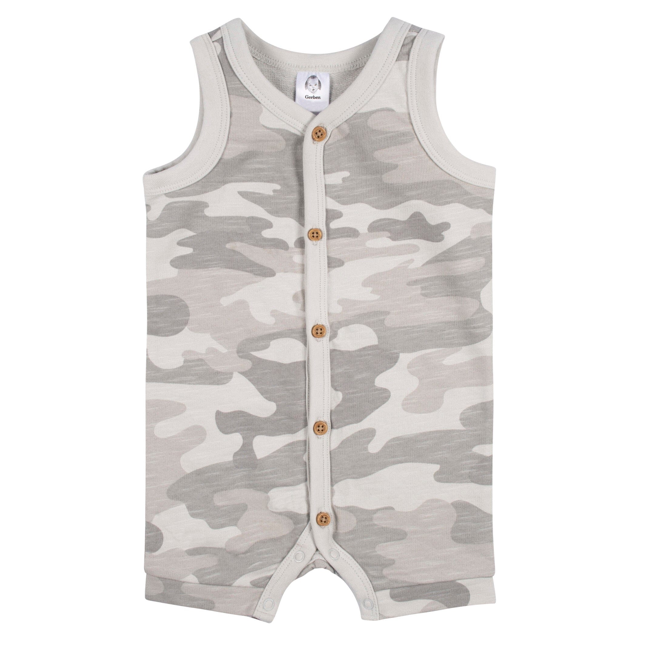 2-Pack Baby Boys Camo & Yellow Short Leg Sleeveless Romper