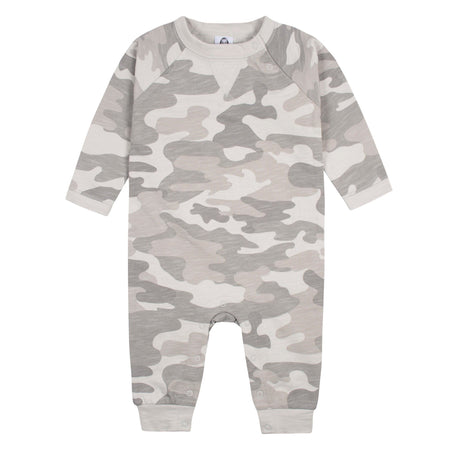 2-Pack Baby Boys Gray Camo & Yellow Raglan Sleeve Romper, 0-3M