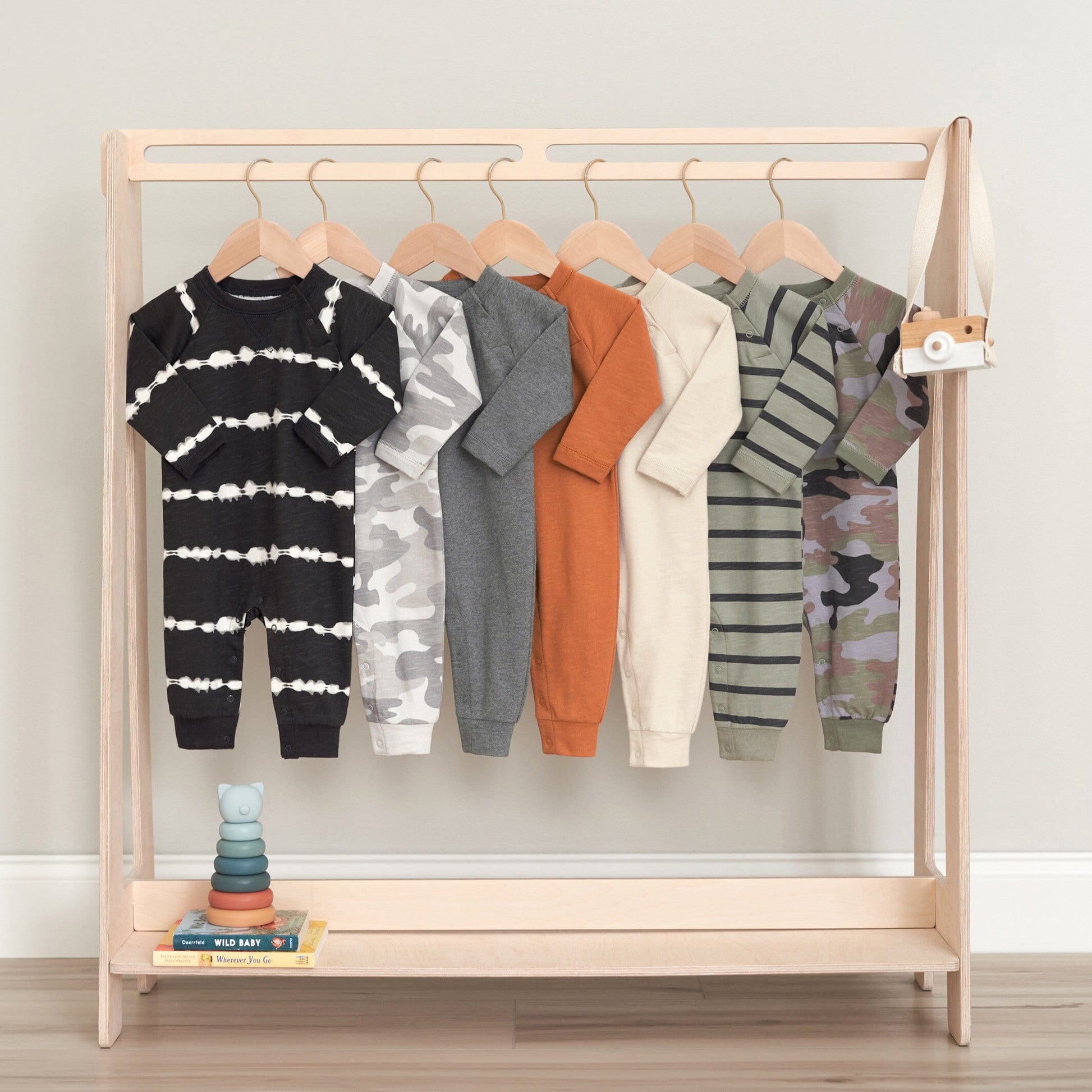 2-Pack Baby Boys Dark Gray Tie Dye & Blue Raglan Sleeve Romper