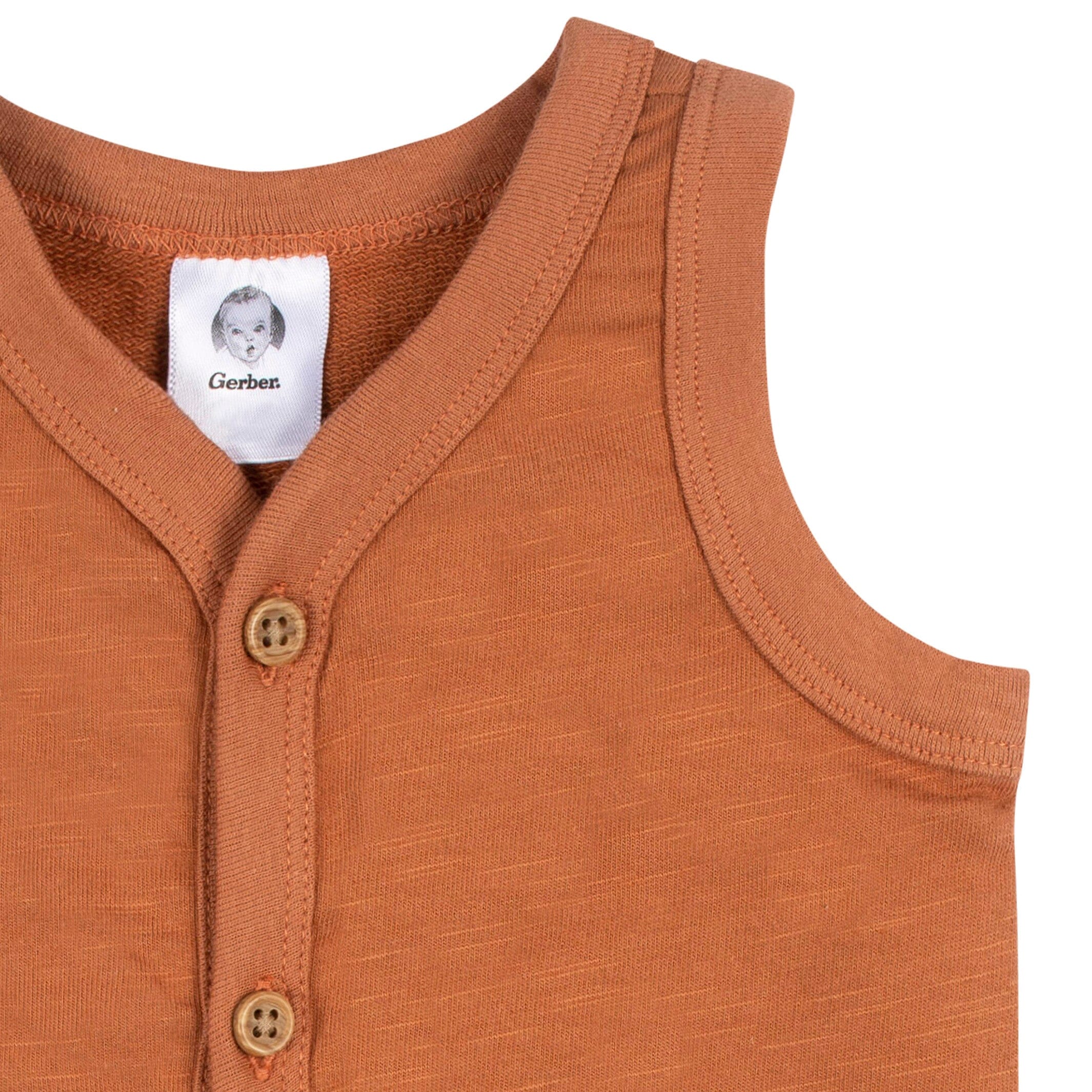 2-Pack Baby Boys Heather Gray & Rust Short Leg Sleeveless Romper