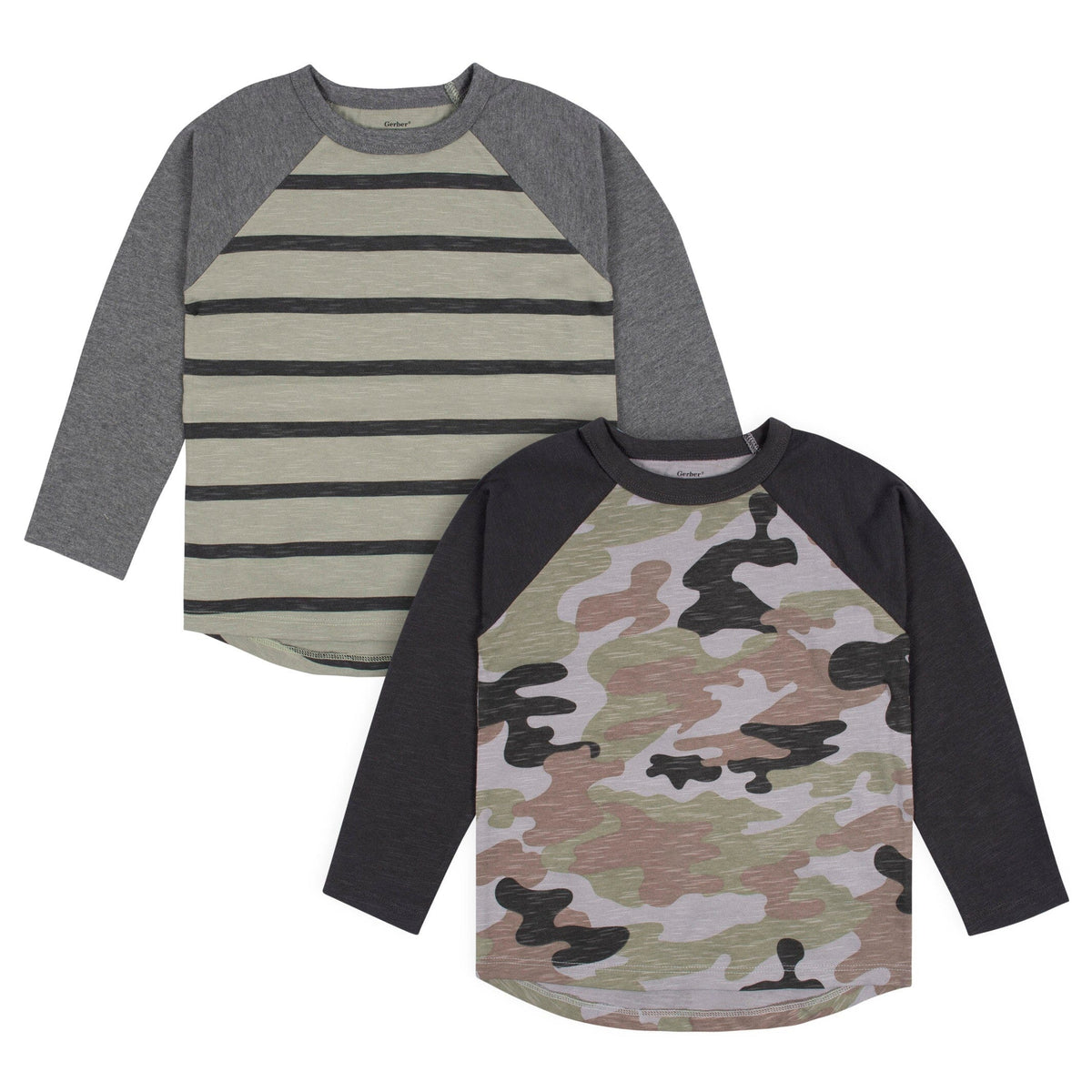 2-Pack Baby & Toddler Boys Green Camo Raglan Tees