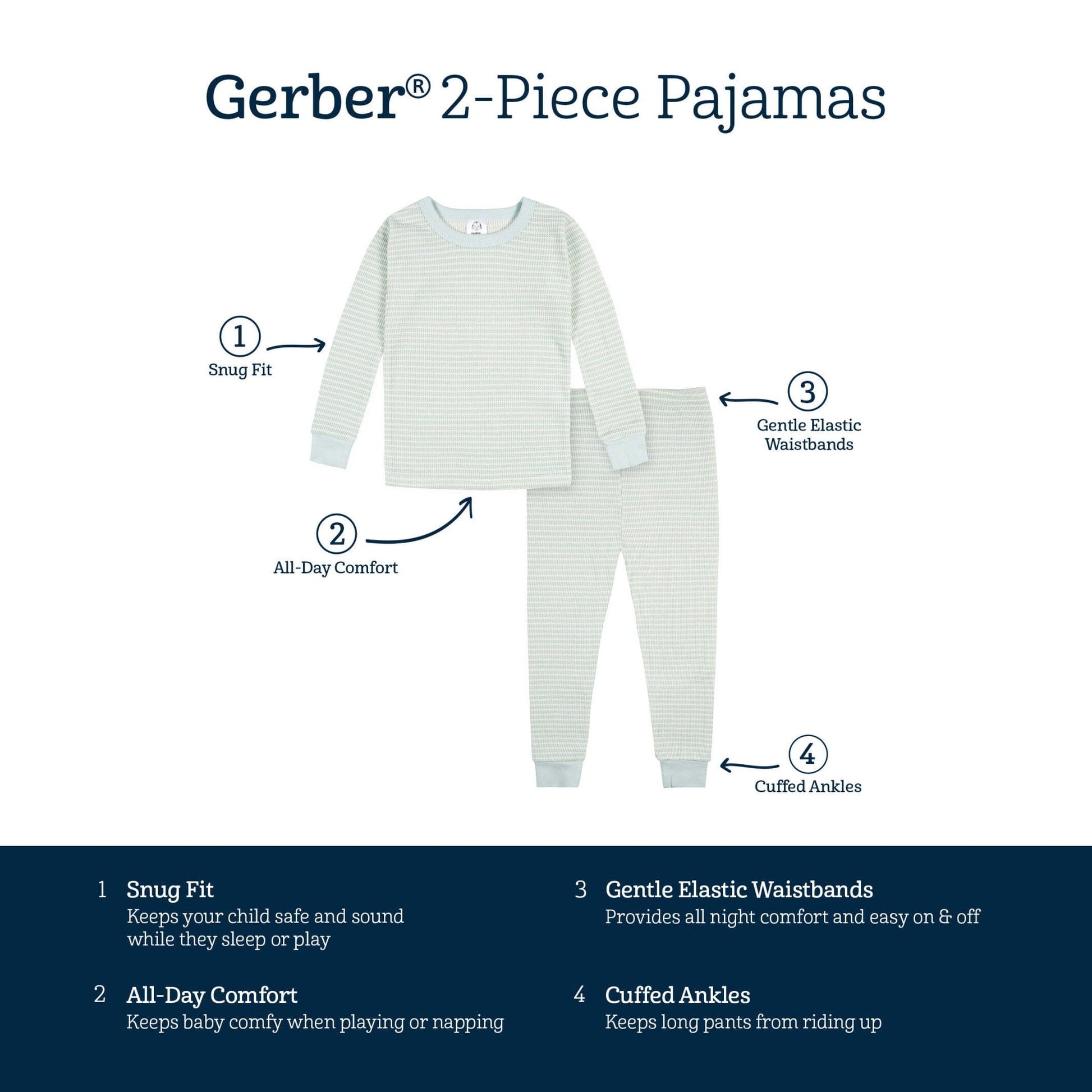 2-Piece Baby & Toddler Boys Stripe Snug Fit Pajama Set