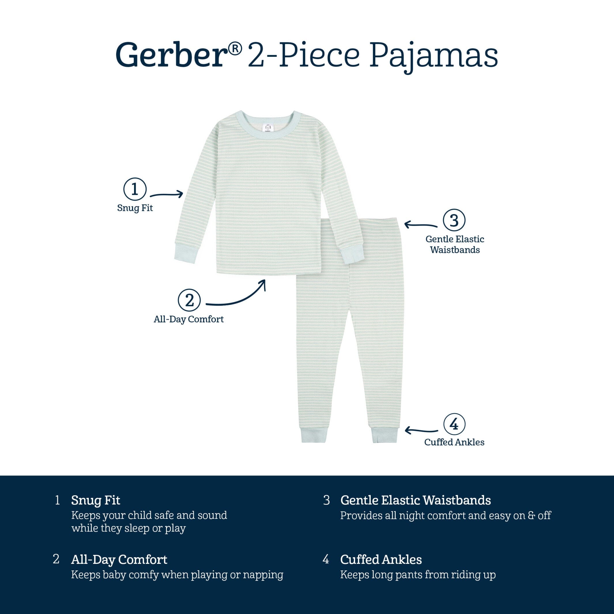 2-Piece Baby & Toddler Boys Stripe Snug Fit Pajama Set