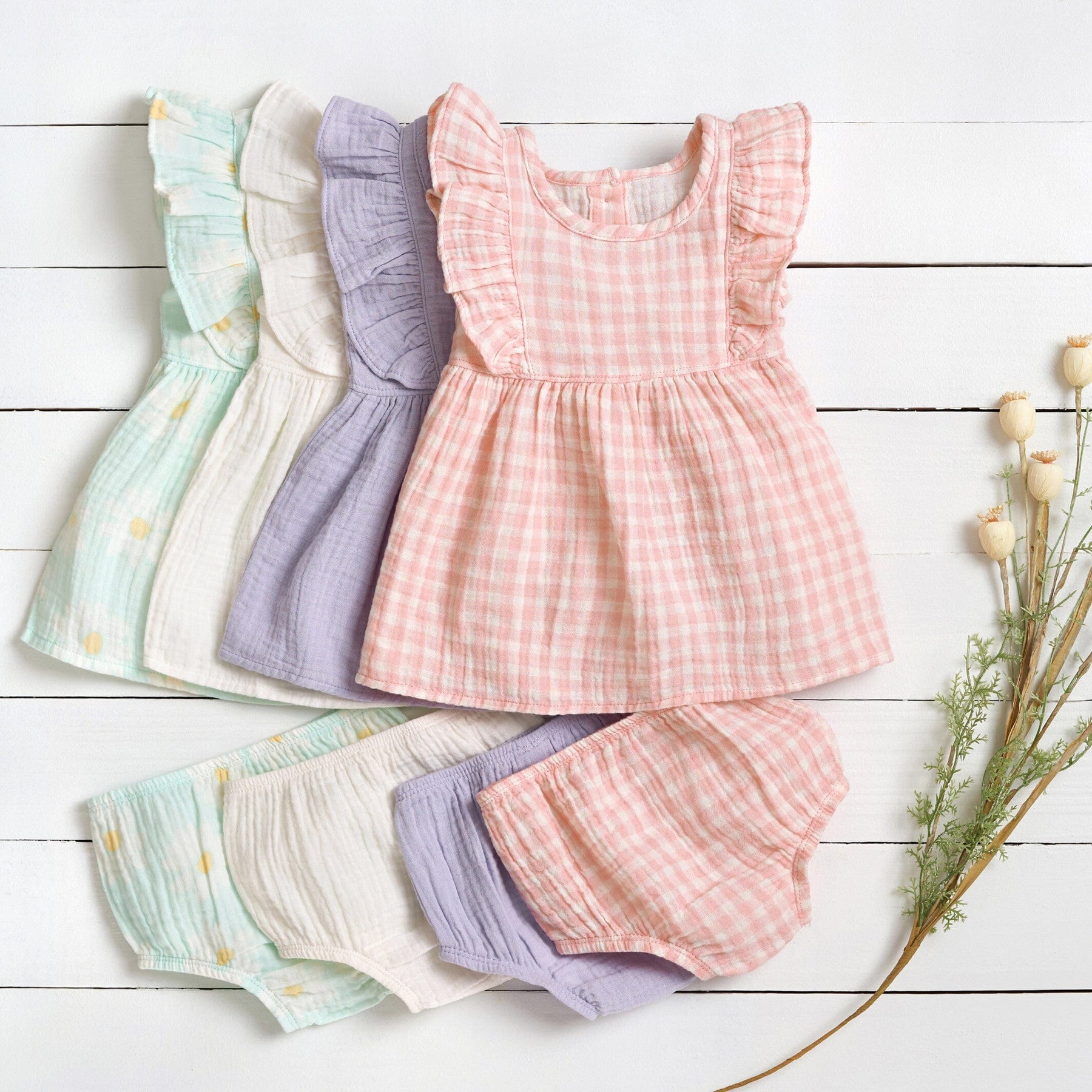 2 Piece Girls Rosebud Dress & Diaper Cover main image 0
