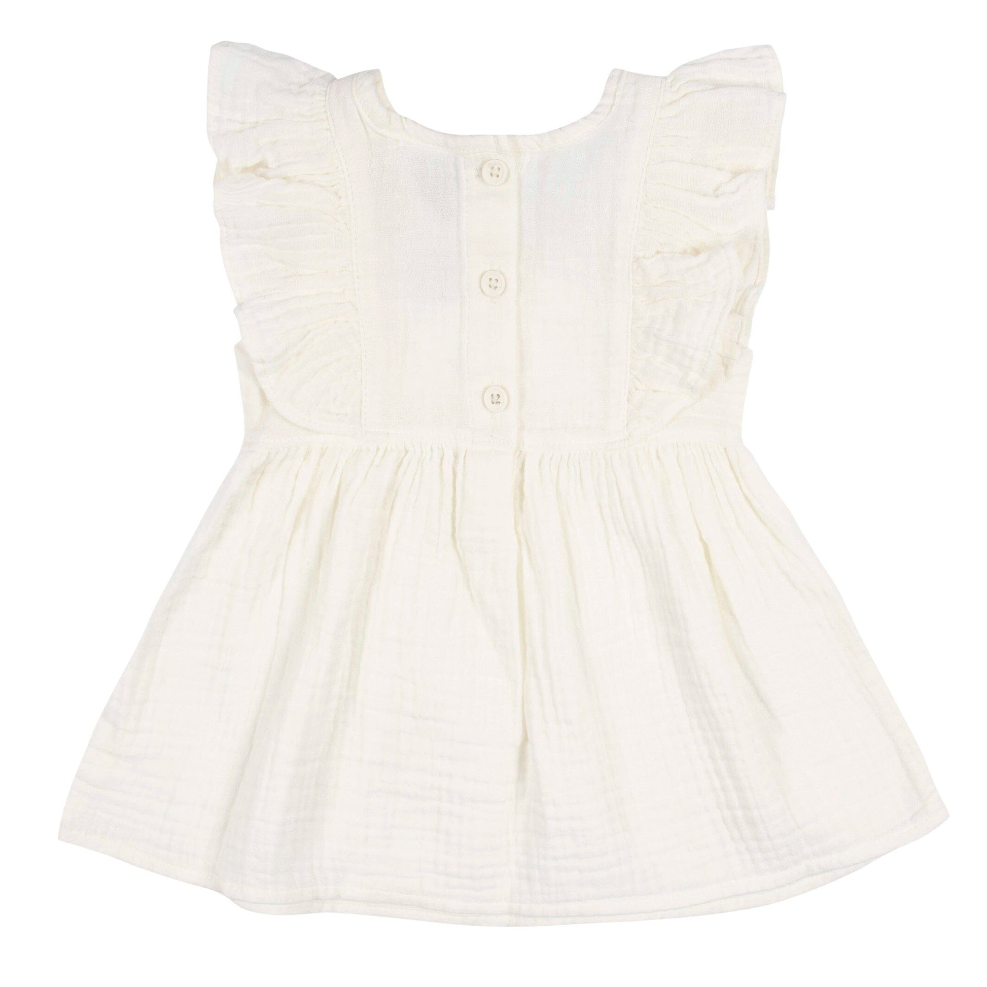 2-Piece Baby & Toddler Girls Ivory Gauze Dress & Diaper Cover Set