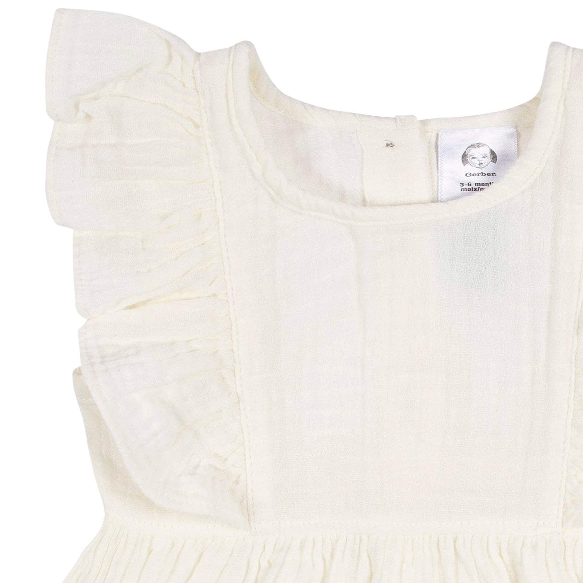 2-Piece Baby & Toddler Girls Ivory Gauze Dress & Diaper Cover Set