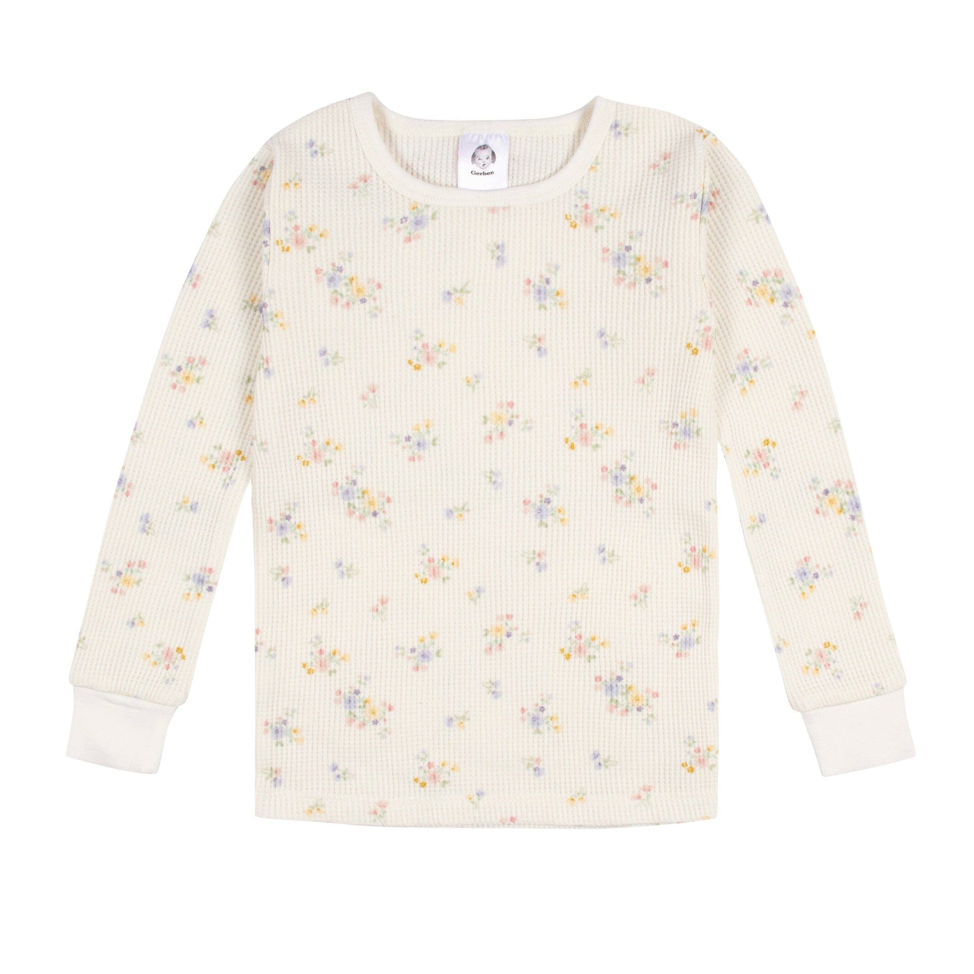 2-Piece Baby & Toddler Girls Ivory Floral Snug Fit Pajama Set