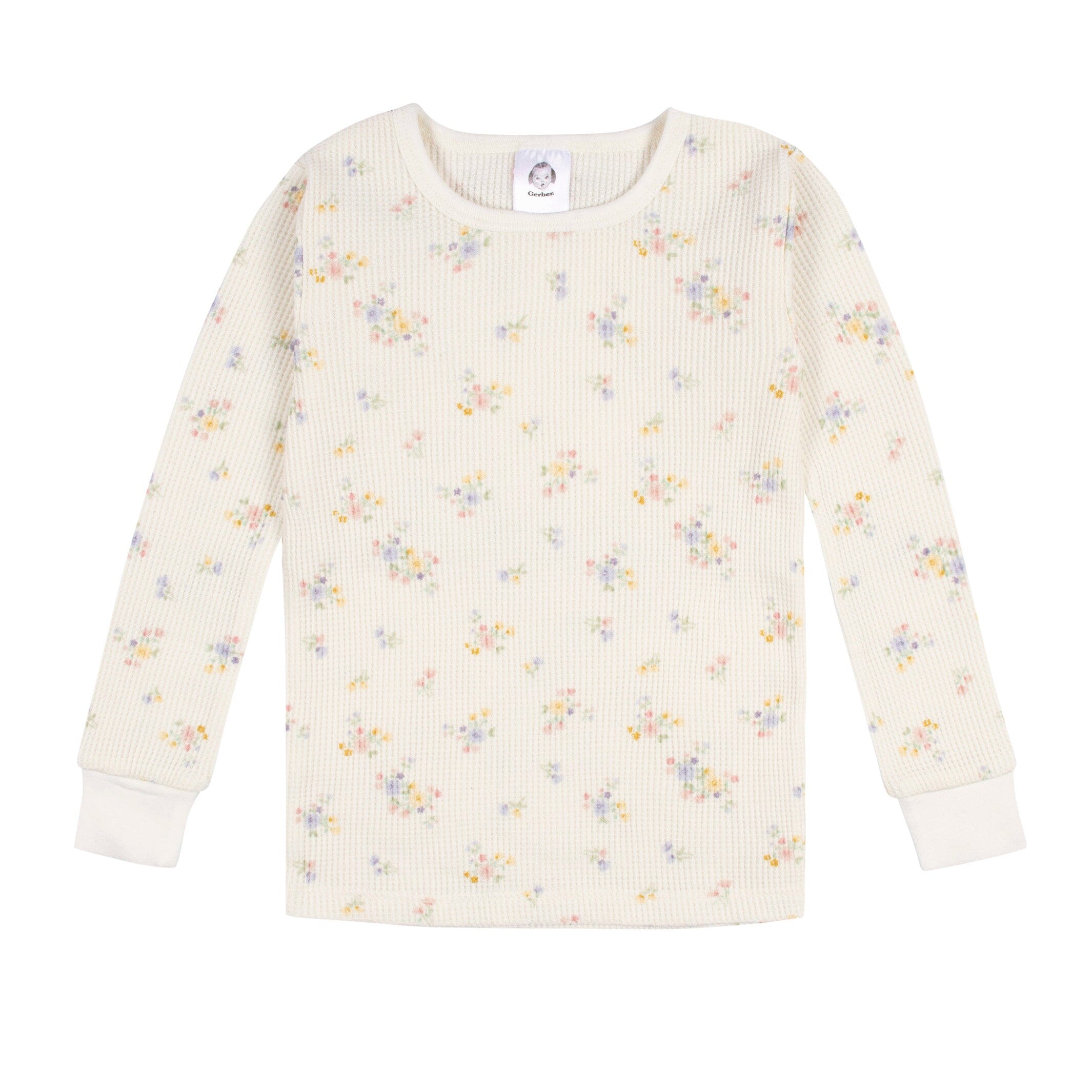 2-Piece Baby & Toddler Girls Ivory Floral Snug Fit Pajama Set