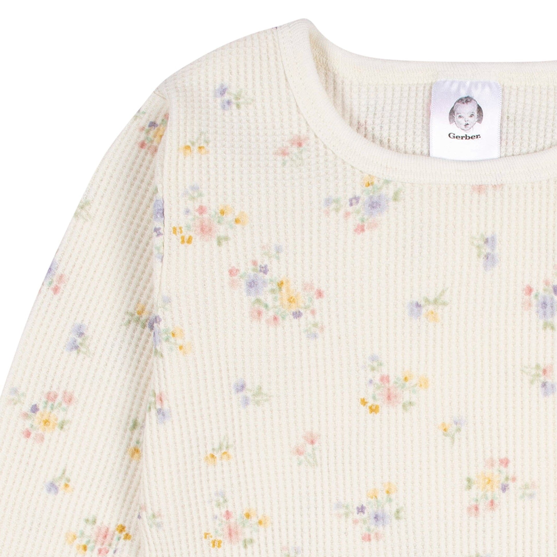 2-Piece Baby & Toddler Girls Ivory Floral Snug Fit Pajama Set