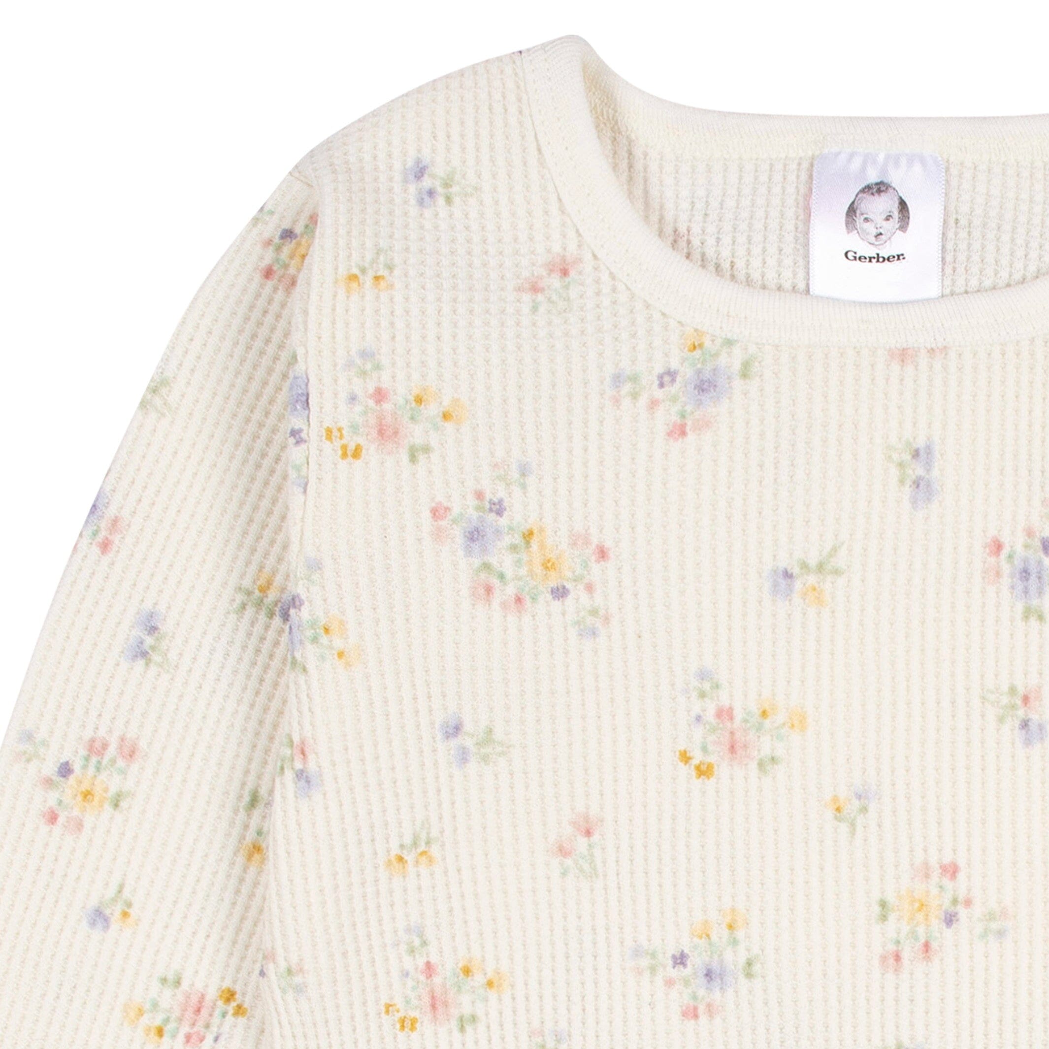 2-Piece Baby & Toddler Girls Ivory Floral Snug Fit Pajama Set