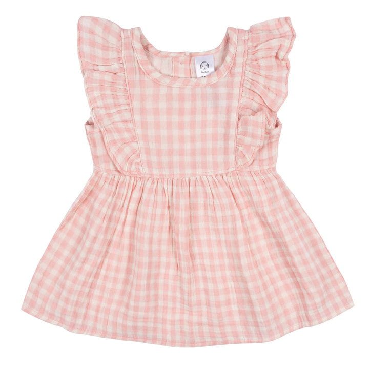 2-Piece Baby & Toddler Girls Gingham Gauze Dress & Diaper Cover Set