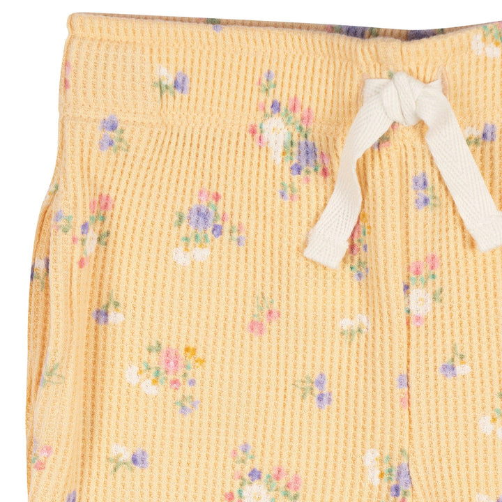 2-Piece Baby Girls Yellow Floral Top & Jogger Set
