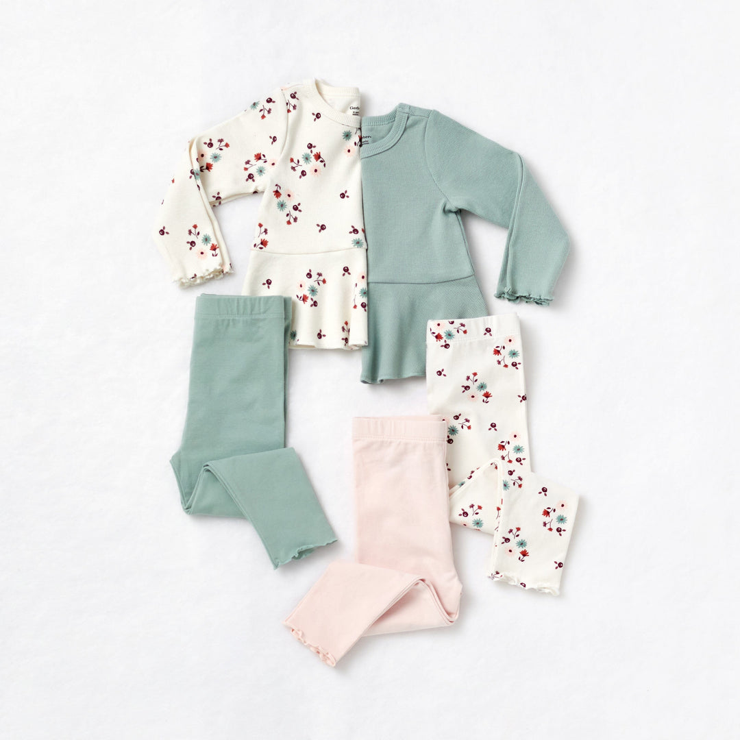 3-Pack Infant & Toddler Girls Mint Floral Leggings