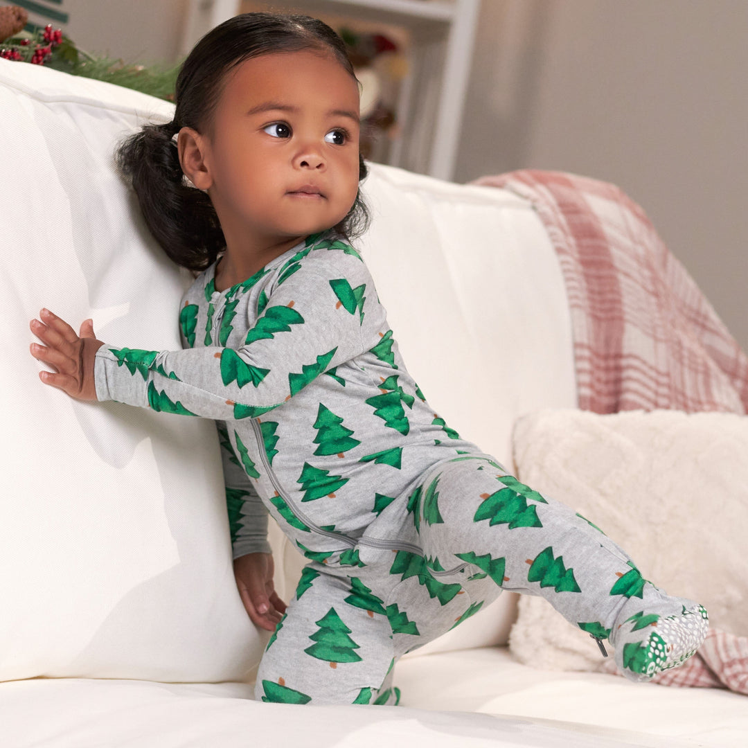 Baby Spruce Buttery Soft Viscose Made from Eucalyptus Snug Fit Footed Holiday Pajamas