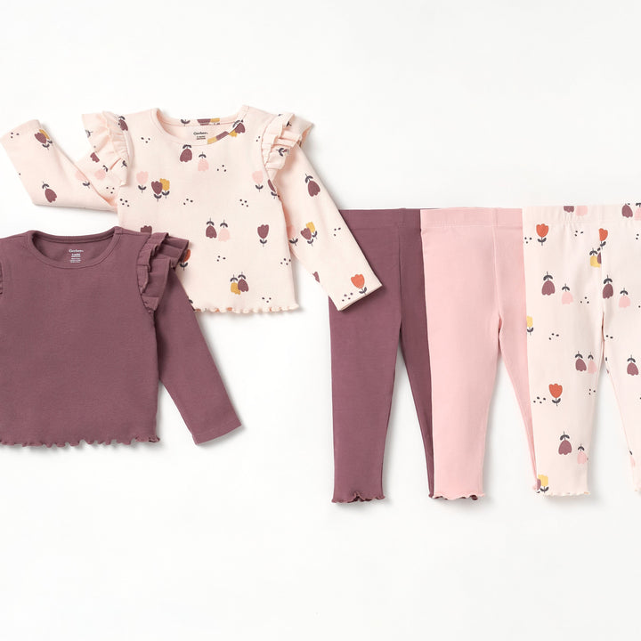 3-Pack Infant & Toddler Girls Burgundy Floral Leggings