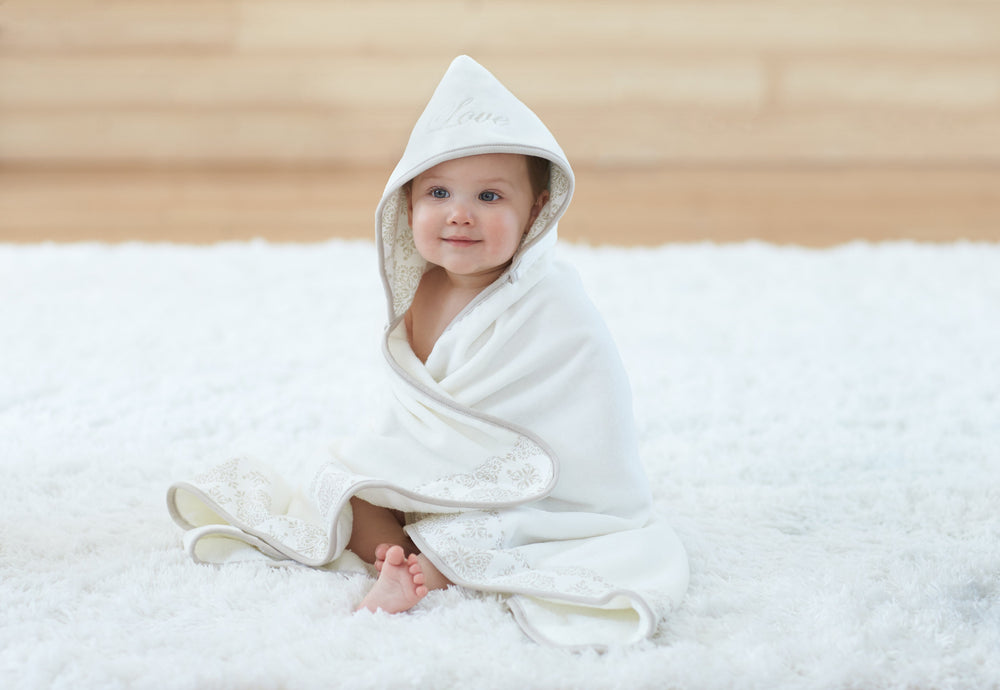 Keepsake Ivory Medallion "Love" Hooded Towel-Gerber Childrenswear