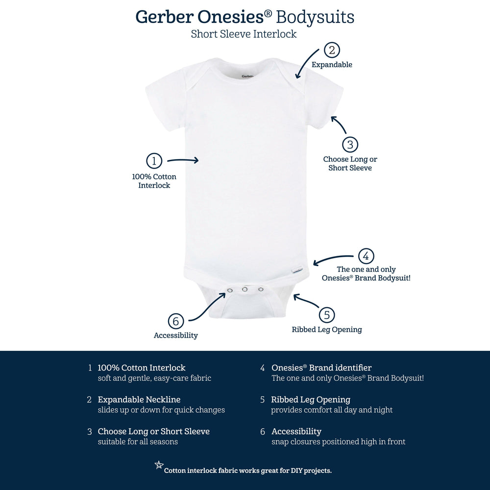Premium Short Sleeve Onesies® Bodysuit - White-Gerber Childrenswear
