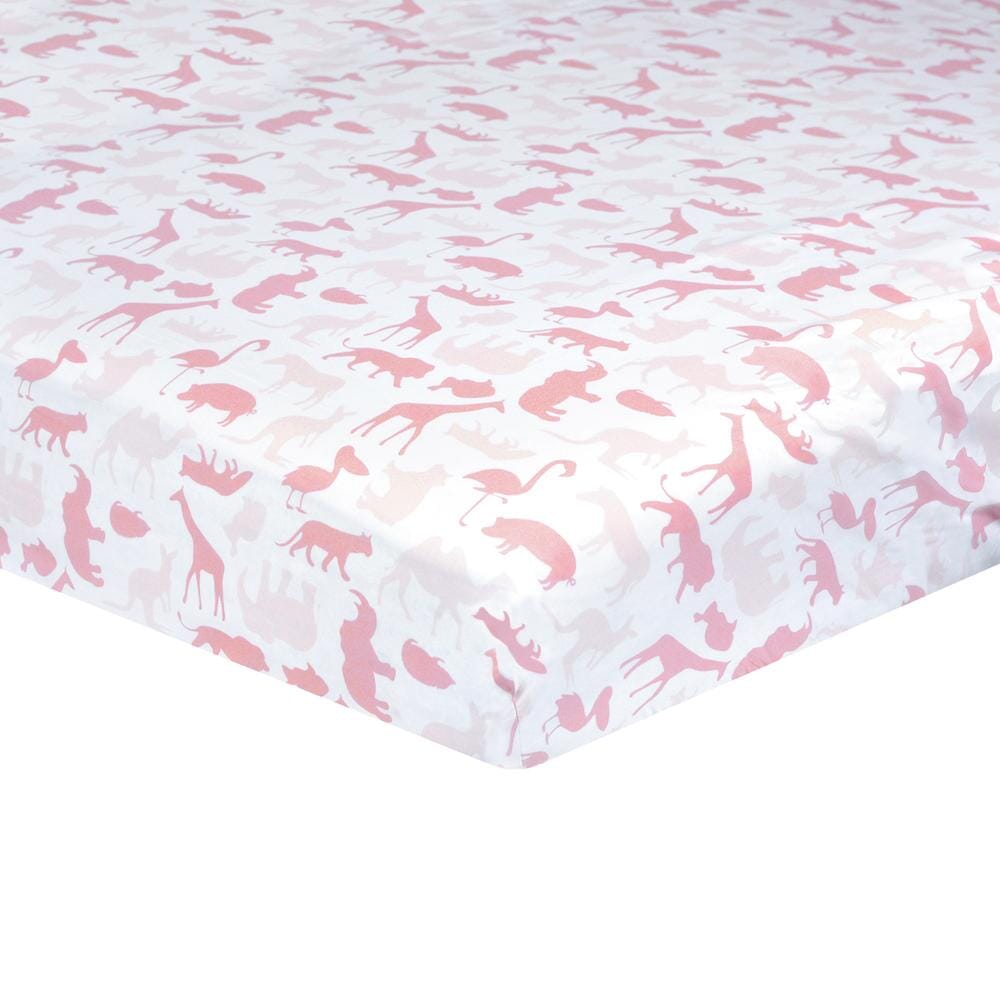 Dream Fitted Crib Sheet, Pink Jungle-Gerber Childrenswear