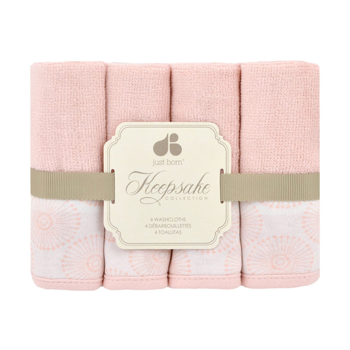 Keepsake Pink Floral Bloom Washcloth Set - 4 Pack-Gerber Childrenswear