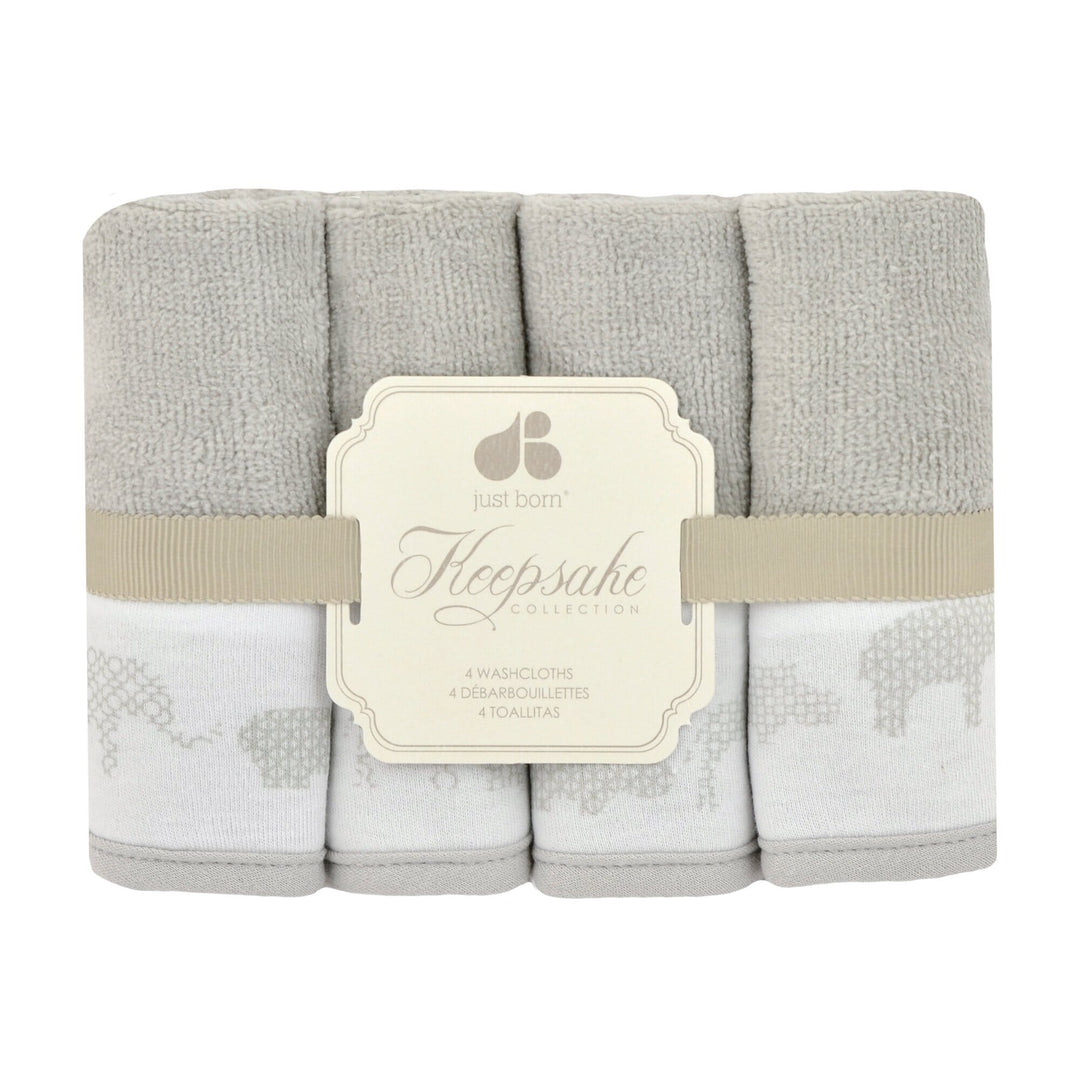 Keepsake Gray Safari Washcloth Set - 4 Pack-Gerber Childrenswear