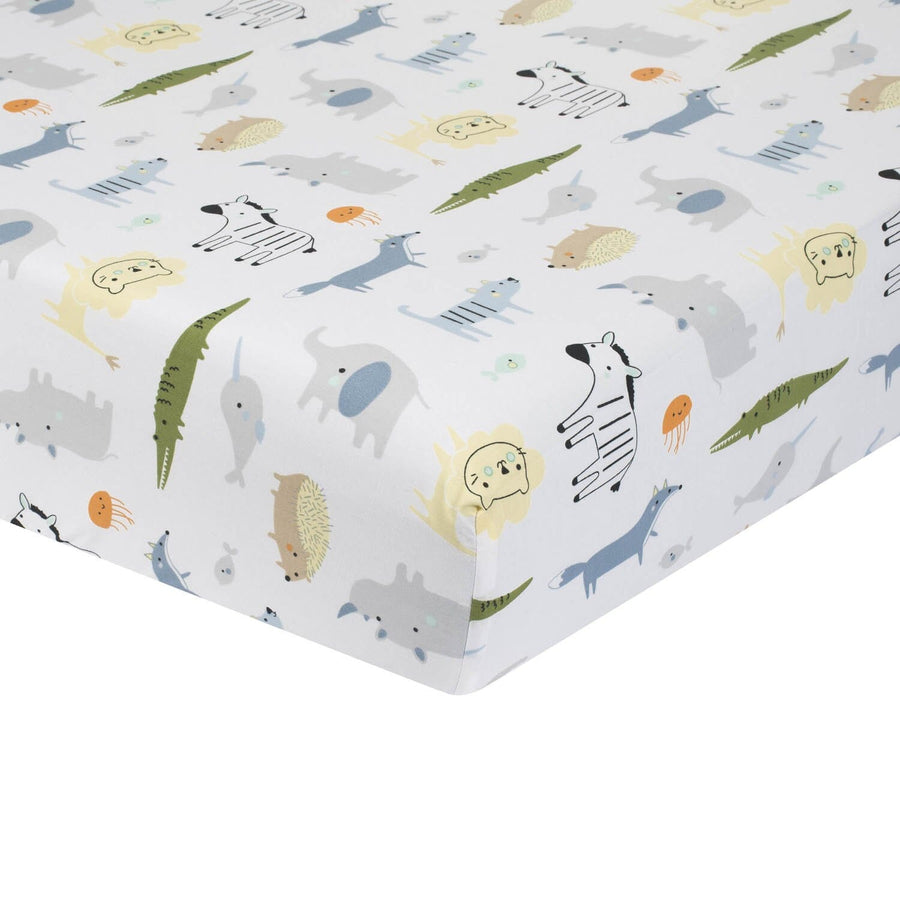 One World Collection Fitted Crib Sheet - Hello World-Gerber Childrenswear