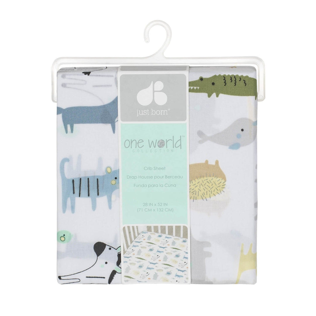 One World Collection Fitted Crib Sheet - Hello World-Gerber Childrenswear