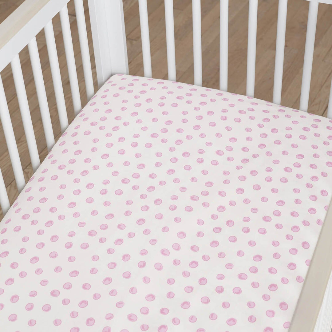 One World Collection Polka Dot Fitted Crib Sheet - Blossom-Gerber Childrenswear