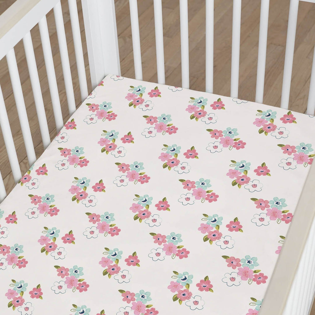 One World Collection Floral Fitted Crib Sheet - Blossom-Gerber Childrenswear