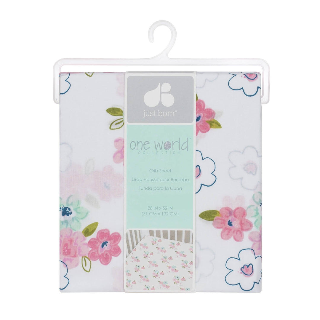 One World Collection Floral Fitted Crib Sheet - Blossom-Gerber Childrenswear