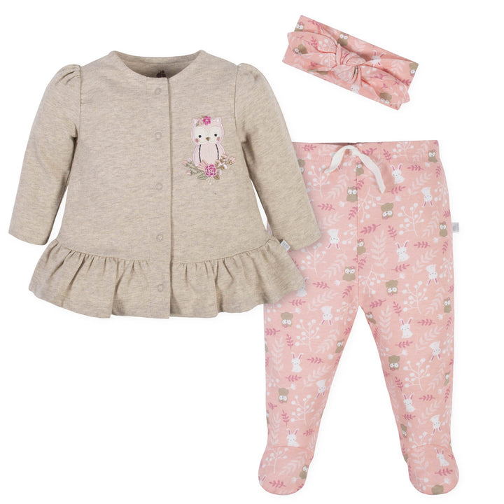 3-Piece Baby Girls Top, Pants, and Headband Set-Gerber Childrenswear