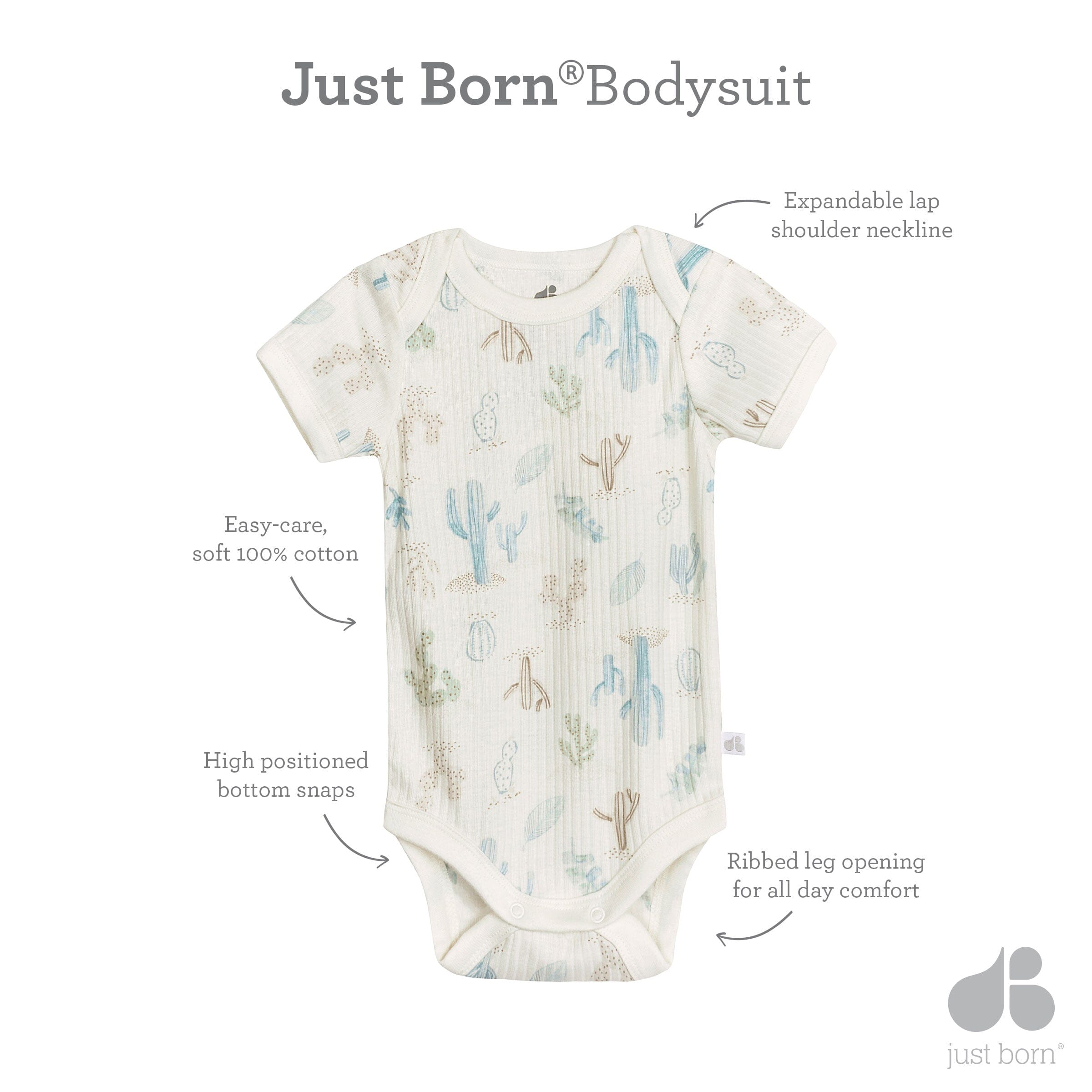 3-Pack Baby Boys Desert Cactus Short Sleeve Bodysuits