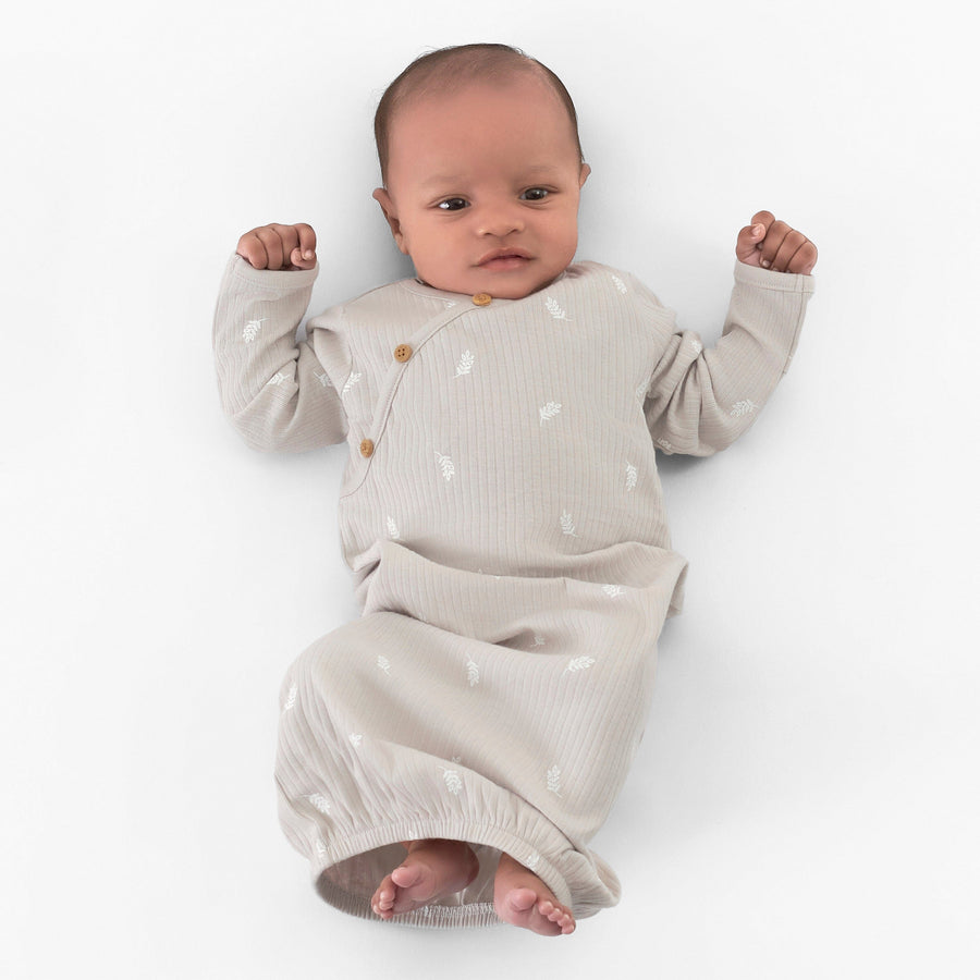 Baby Neutral Natural Leaves Gown