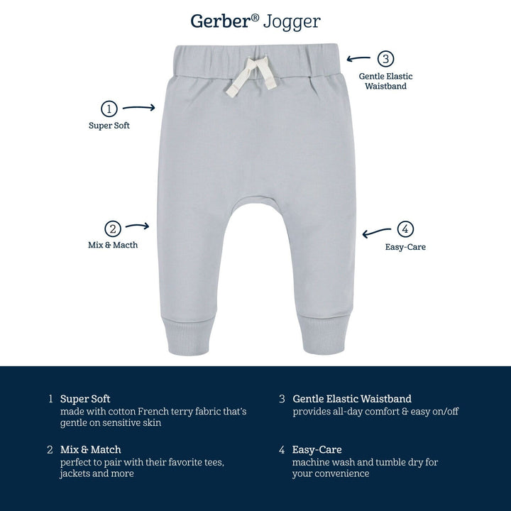 3-Pack Baby & Toddler Boys Navy & Gray Premium Jogger-Gerber Childrenswear