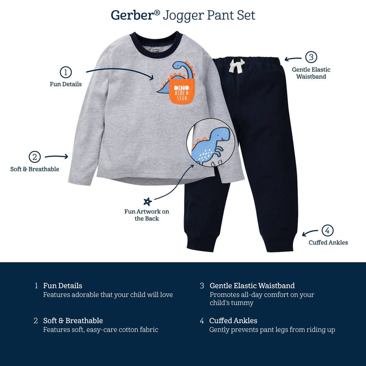2-Piece Baby Boys Dino-Mite Long Sleeve Shirt & Jogger Pants Set-Gerber Childrenswear