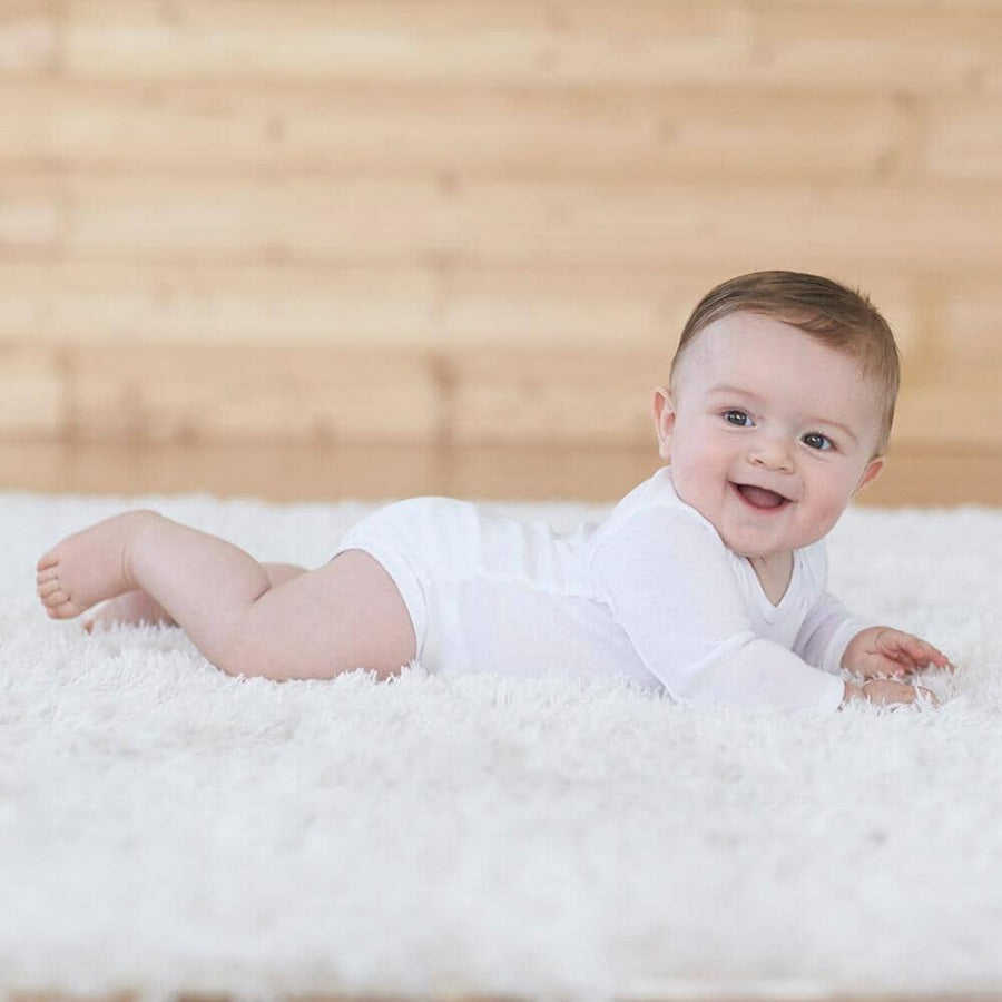 3Pack White Onesies® Brand Long Sleeve Bodysuits with Mitten Cuffs