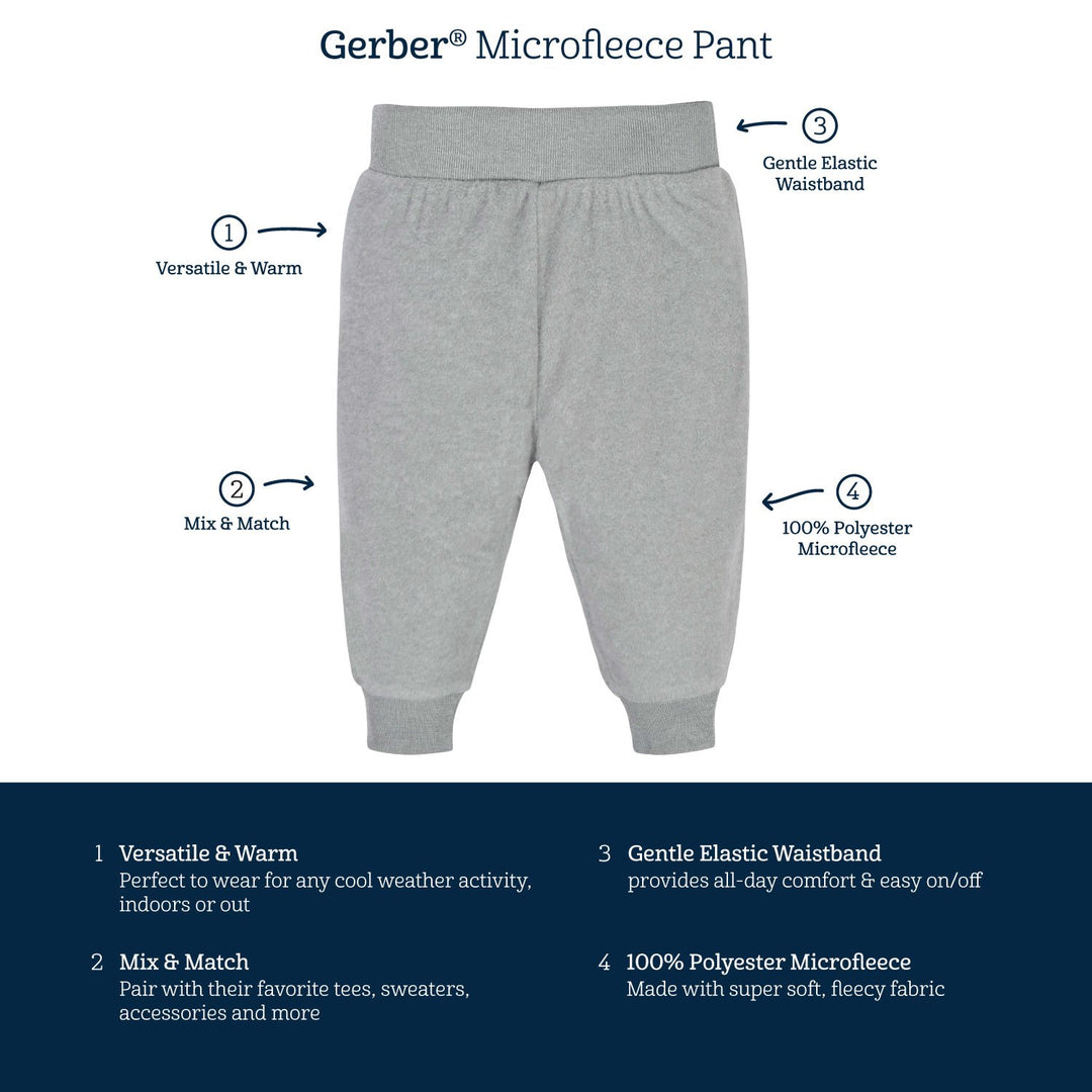 4-Pack Baby Girls Floral Microfleece Pants-Gerber Childrenswear