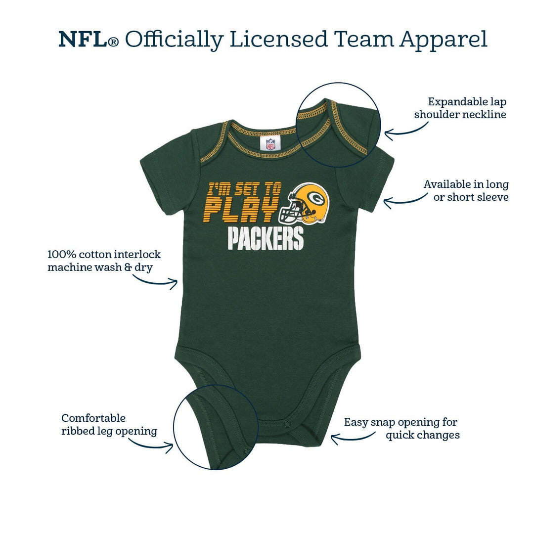 Baby Boys Green Bay Packers Long Sleeve Bodysuit, 2-pack -Gerber Childrenswear