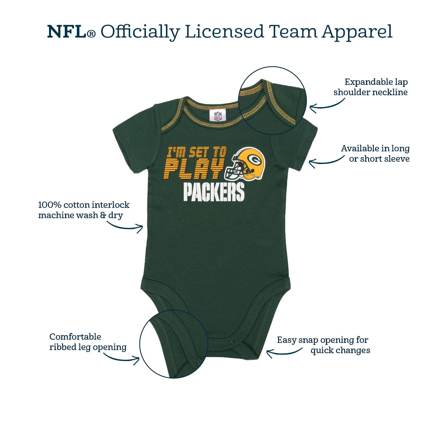 LA Chargers Baby Boys 3 Pack Short Sleeve Bodysuit
